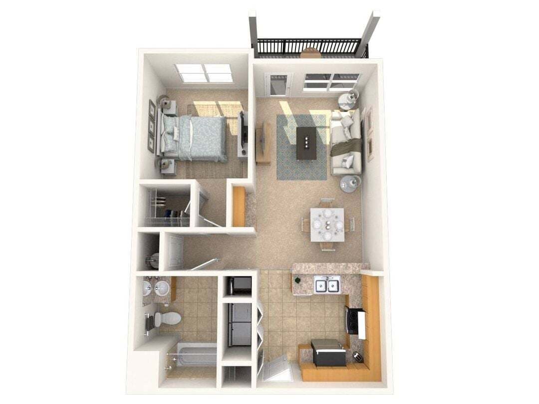 Floor Plan - One Bedroom One Bath