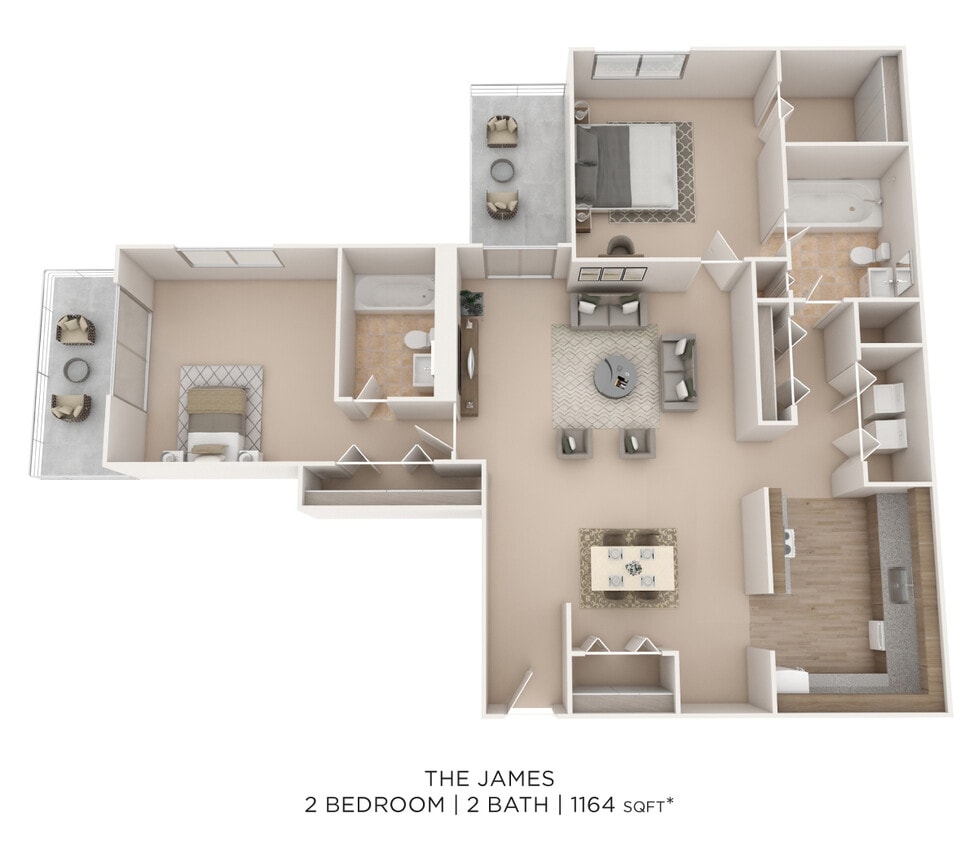 Floor Plan - Two Bedroom 2 Bath