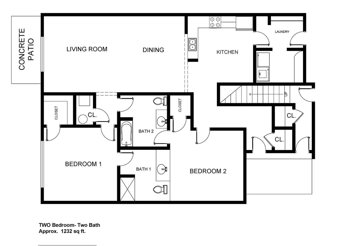 Floor Plan - 2 Bedroom, 2 Bath