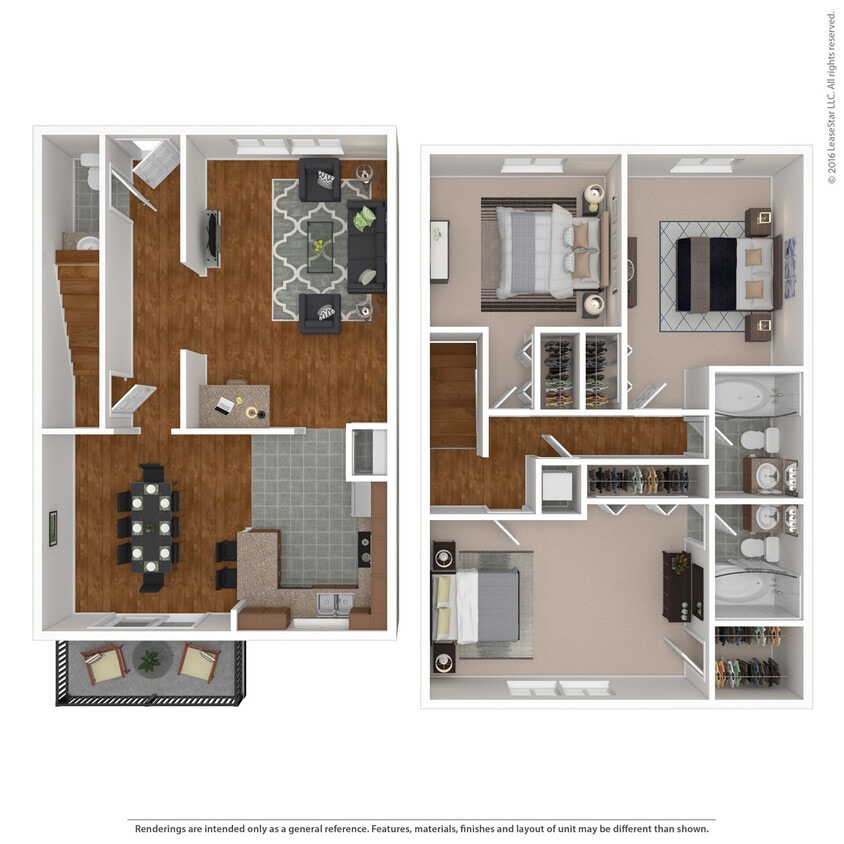 Floor Plan - 3 Bedroom Townhome - Large
