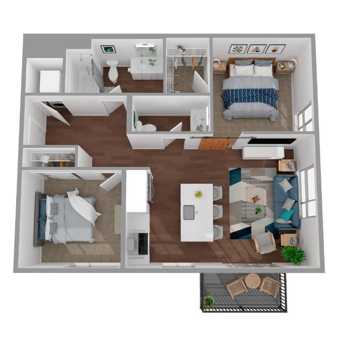 Floor Plan - 2 Bed/2 Bath-b17.1
