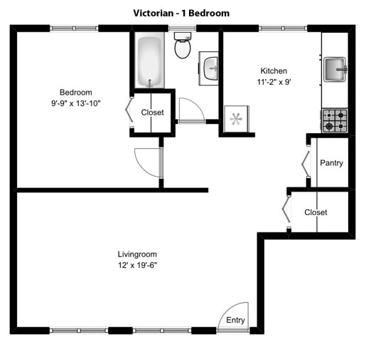 Floor Plan - 1 Bedroom