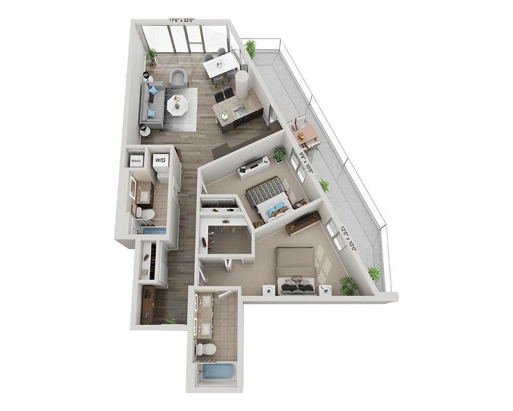 Floor Plan - Two Bedroom B2J