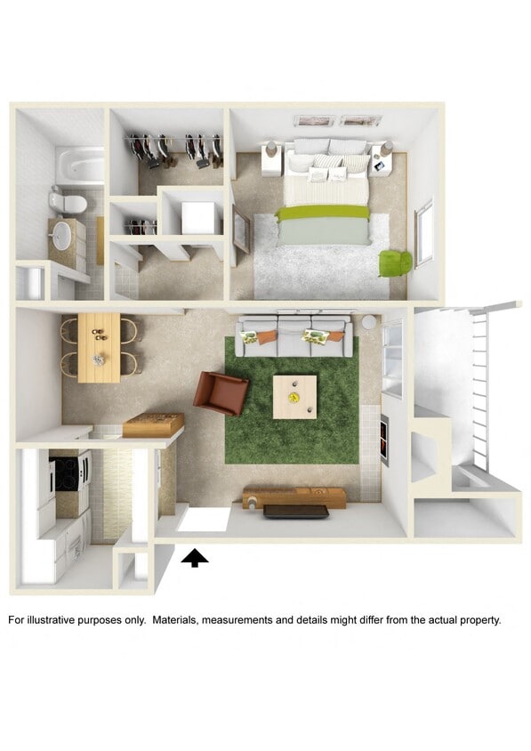 Floor Plan - Med 1 bedroom 1 bath