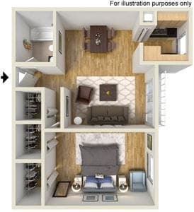 Floor Plan - One Bedroom
