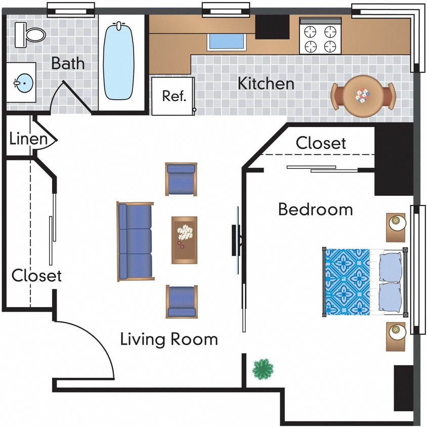 Floor Plan - Renovated 1 Bedroom 09 Tier