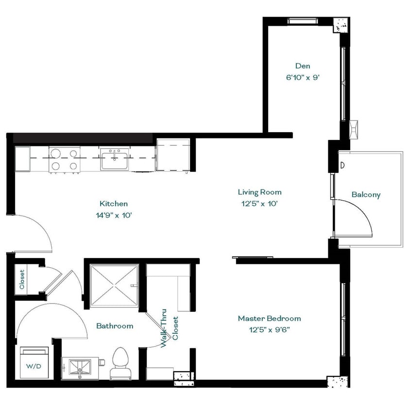 Floor Plan - 1 Bedroom 1 Bathroom G, H