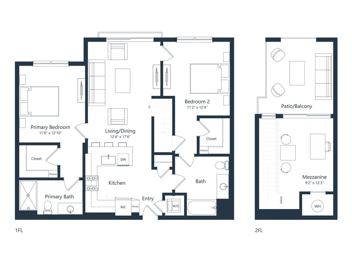Floor Plan - C2M5 Loft | 2 Bed | 2 Bath | Loft
