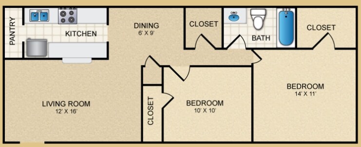 2BR/2BA - 2x1