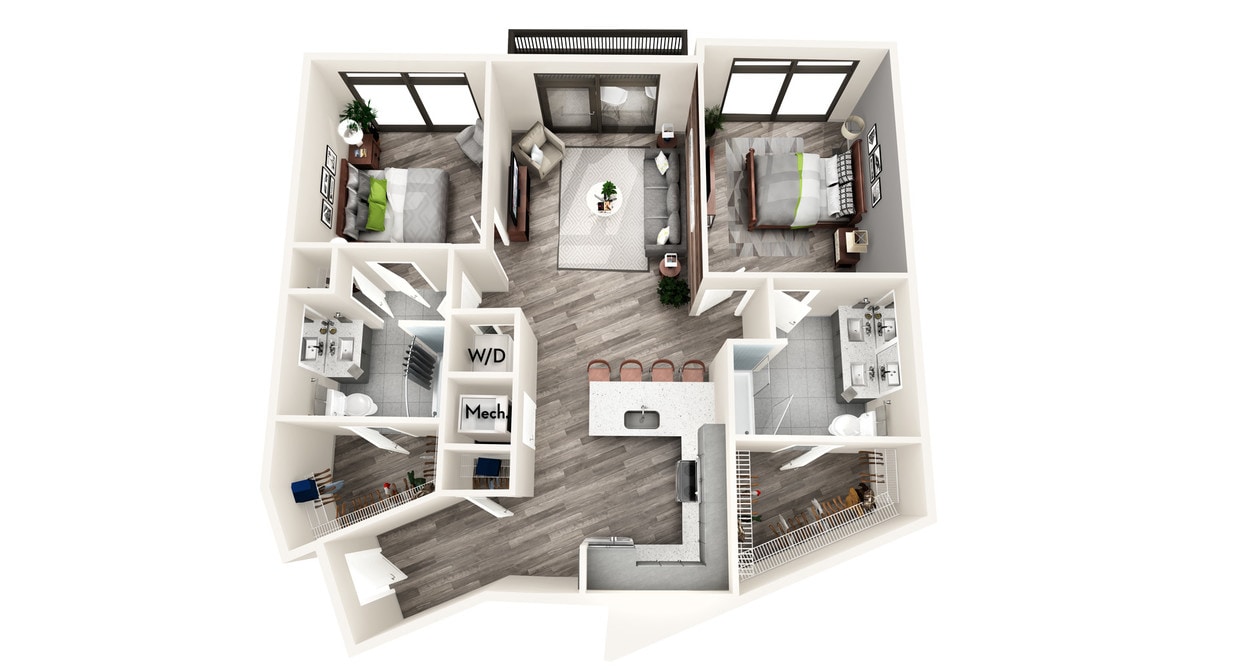 Floor Plan - AZC5 2 BEDROOM AND 2 BATH