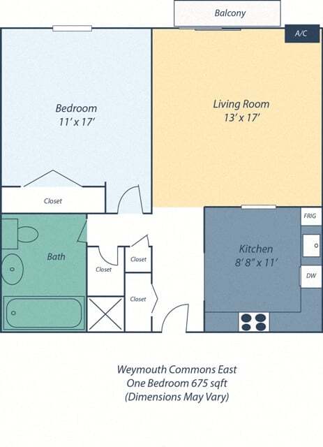 Floor Plan - One Bedroom Audubon