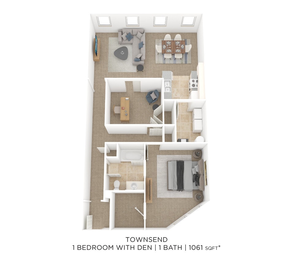 Floor Plan - One Bedroom w/ Den-Townsend