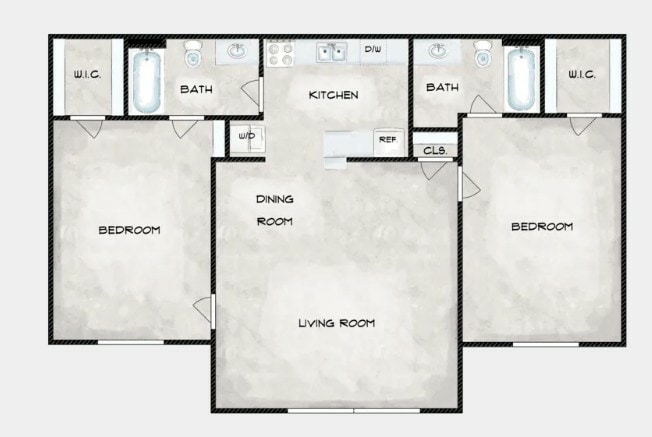 Floor Plan - Two Bedroom/Two Bath