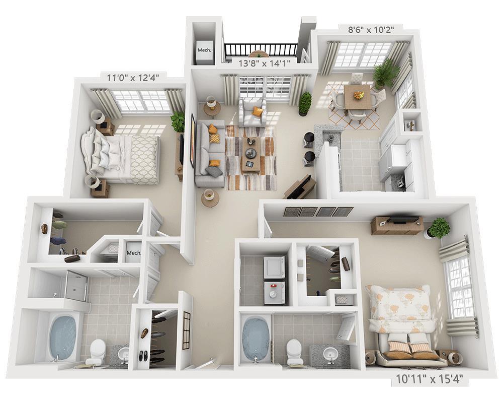 Floor Plan - Two Bedroom B2E