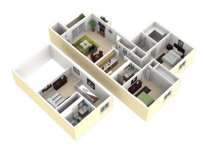 Floor Plan - 2 Bedroom, 3 Bathroom with Den