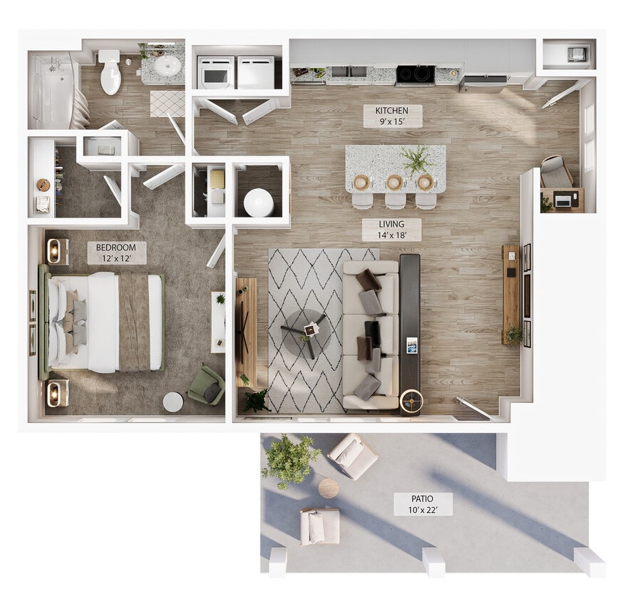 Floor Plan - 1 BR Grand Courtyard