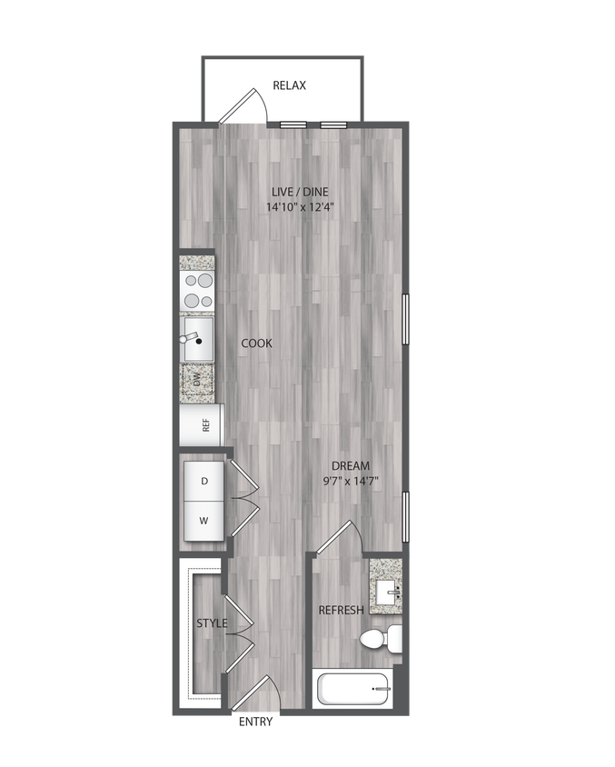 Encore Montrose - E1 - 1 Beds - 1 Baths - 551 Sq. ft. - E1