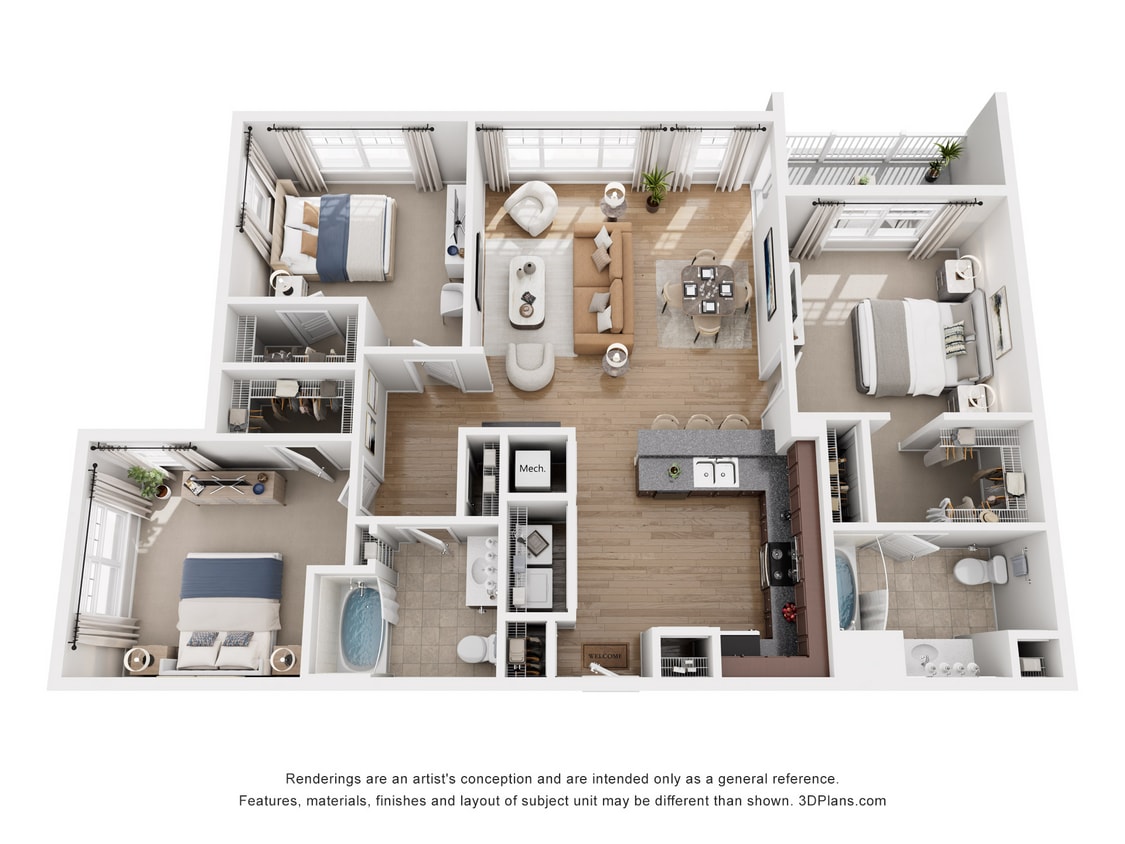 C1 WhiteField_3Bed_2Bath_1445 Sq Ft - C1 WHITEFIELD - 3 Bedroom, 2 Bathroom