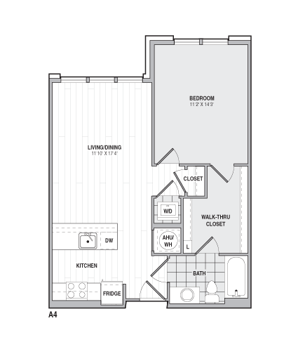 Floor Plan - 1Bed/1Bath-A4