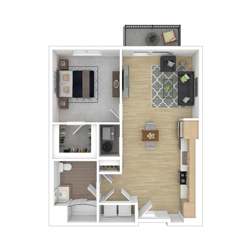 Floor Plan - One Bed One Bath 1E