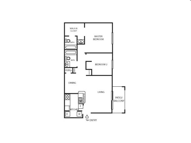 2BR/2BA - 2 Bedroom