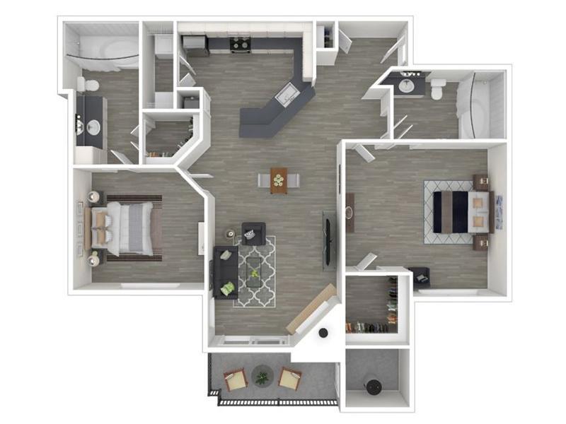 Floor Plan - 2 Bedroom 2 Bathroom - 1187White Reno