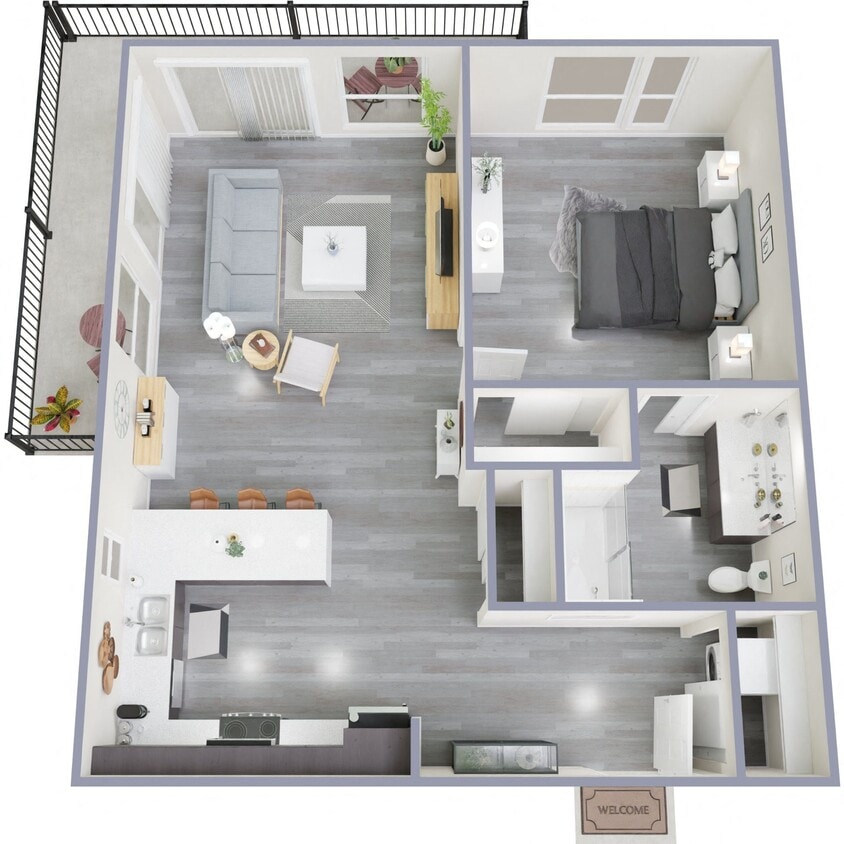 Floor Plan - B - 1 Bed 1 Bath