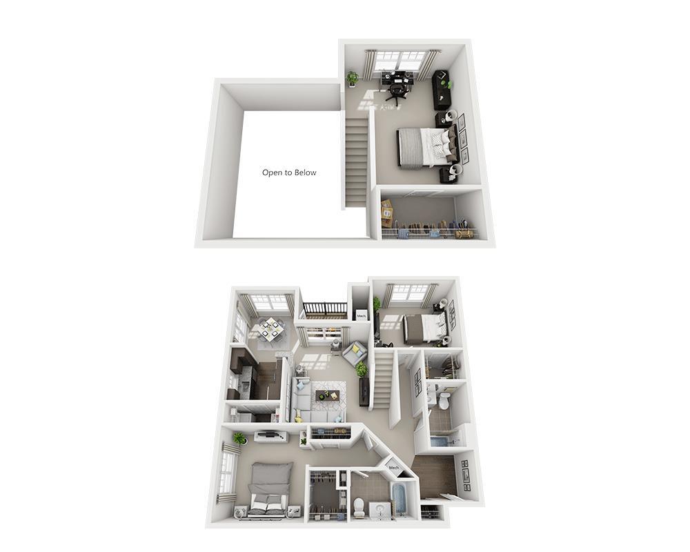 Floor Plan - Two Bedroom Loft B2EL
