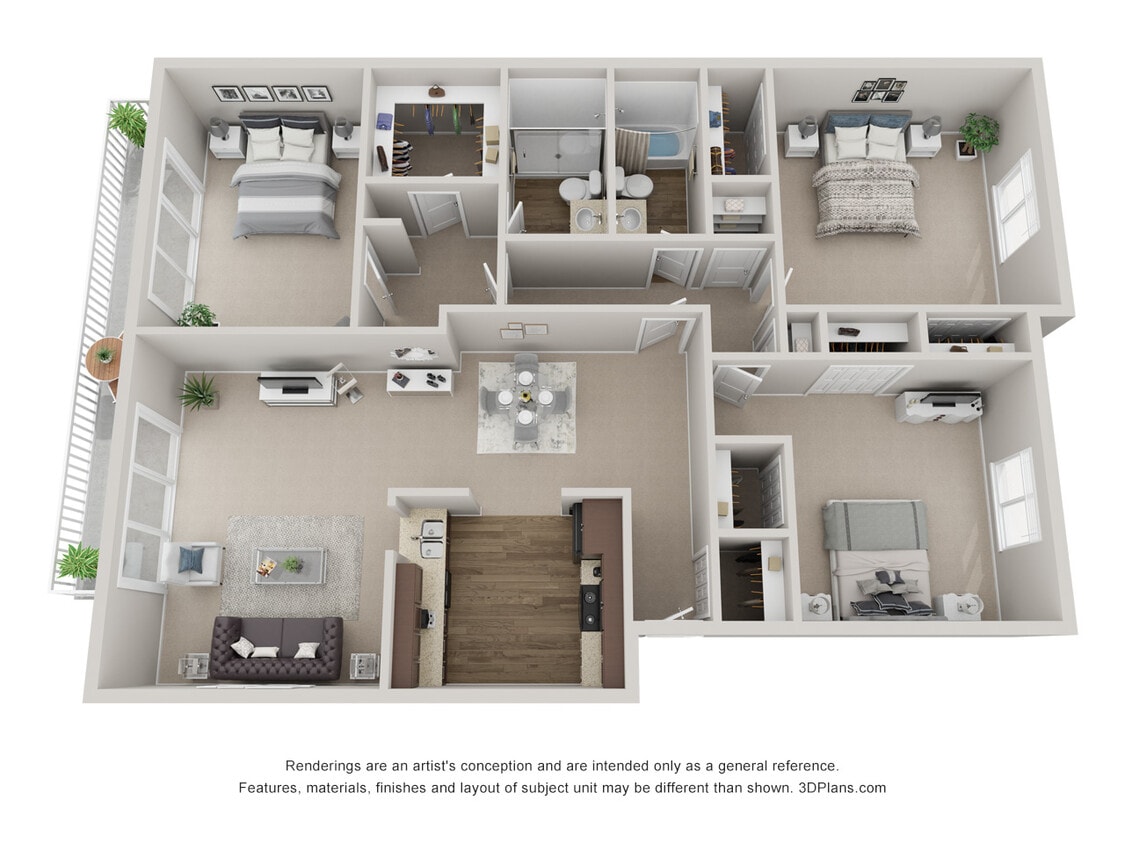 3 Bedroom 2 Bath Floor Plan - 3 Bedrooms 2 Baths