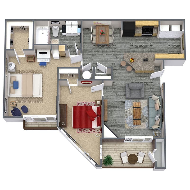 Floor Plan - 2 Beds