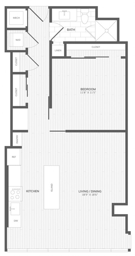 Floor Plan - 1 Bed/1 Bath-Exec G East Medley