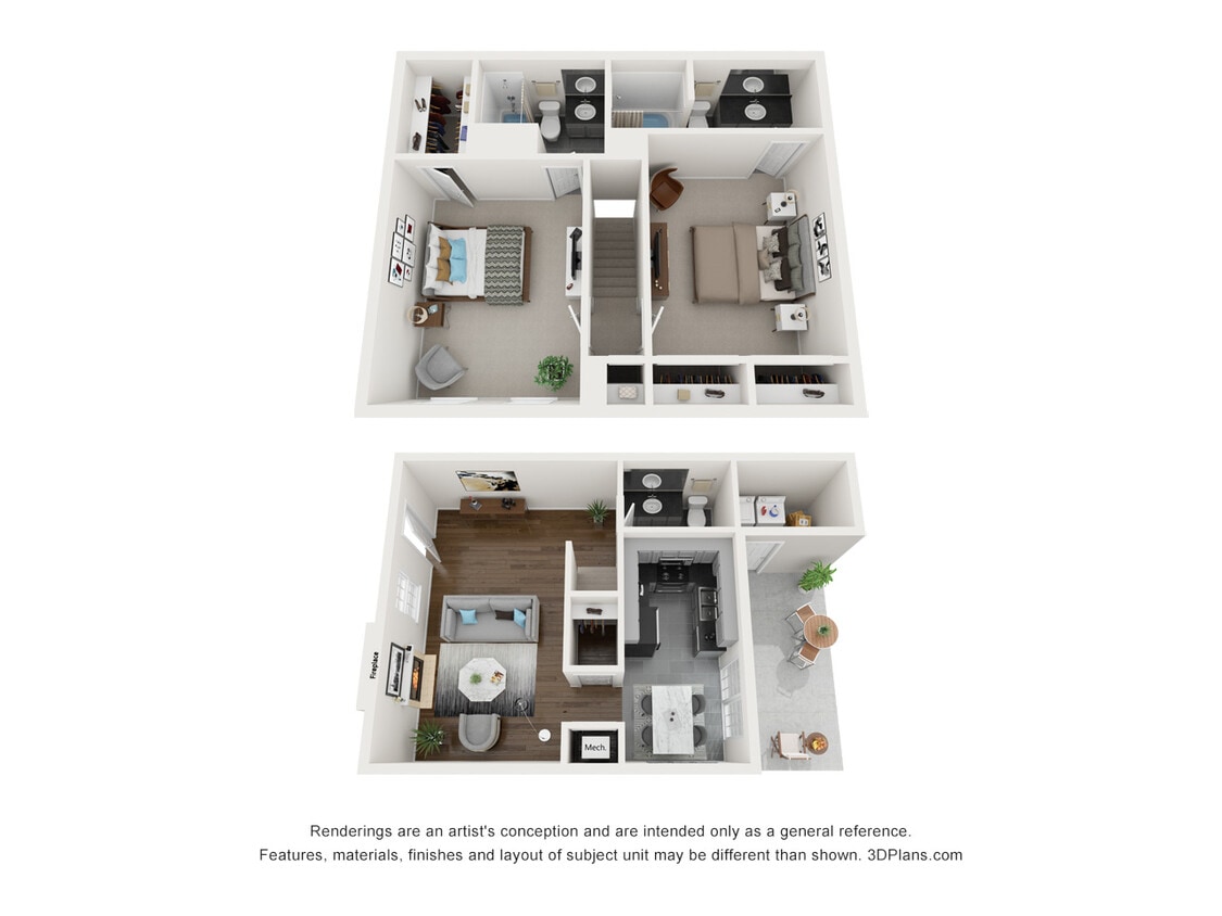 Floor Plan - 2 Bedroom 2.5 Bath