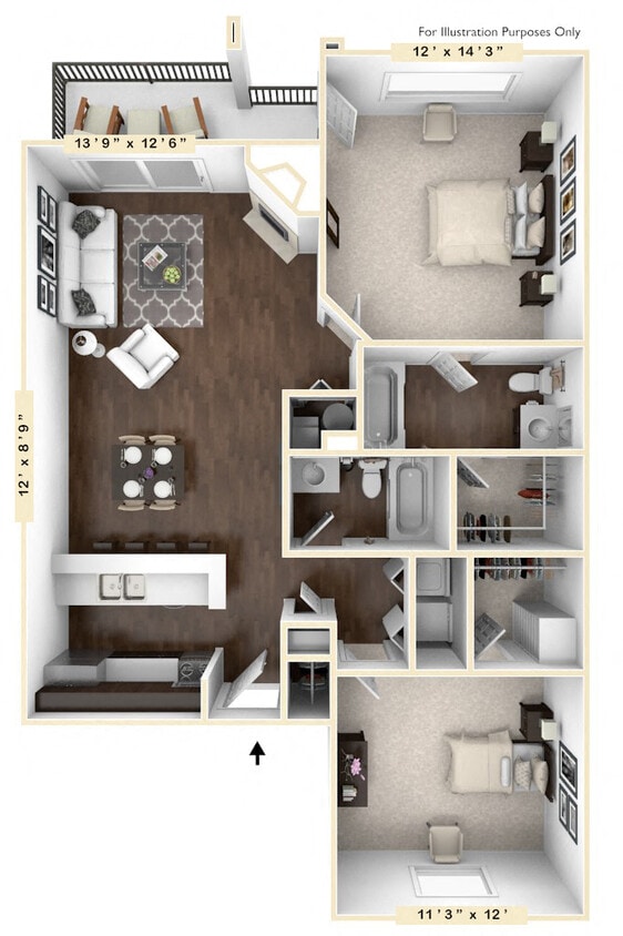 Floor Plan - The Canvas Back 2 BR 2 BA