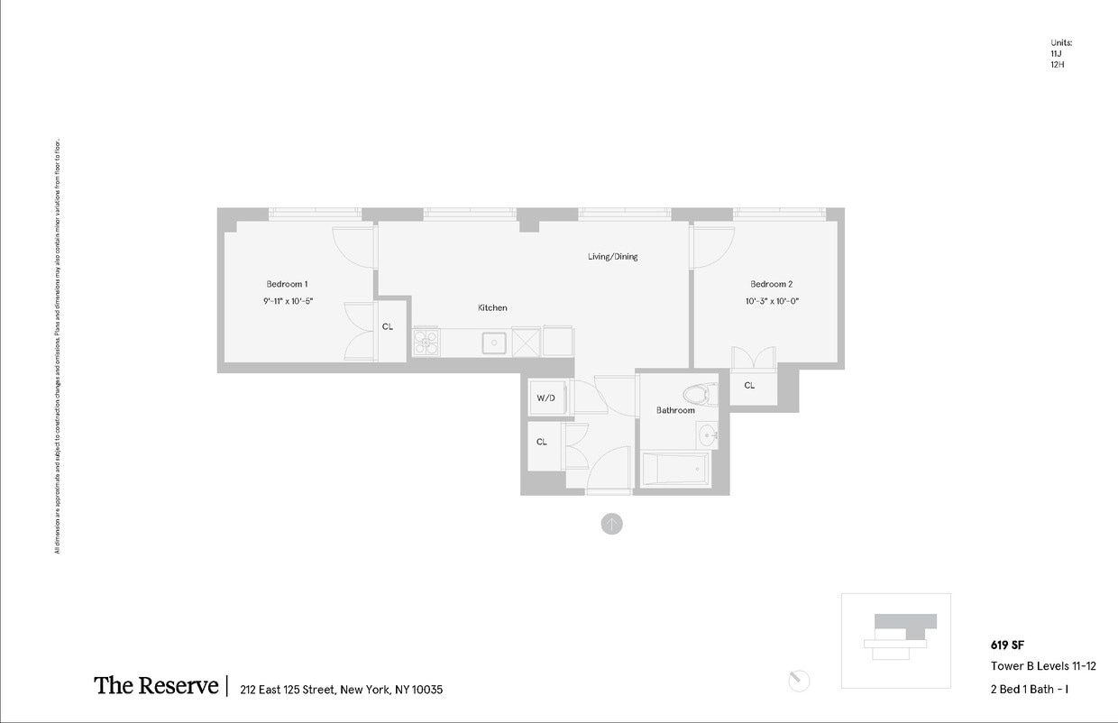 Floor Plan - 2 Bedroom 1 Bathroom E