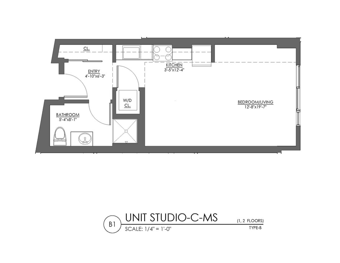Floor Plan - Studio - 462 sqft