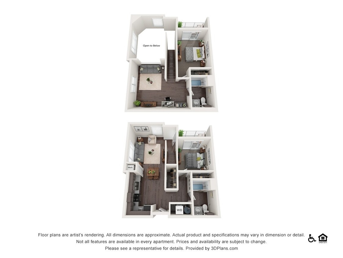 Floor Plan - 2 bed 2 bath townhouse
