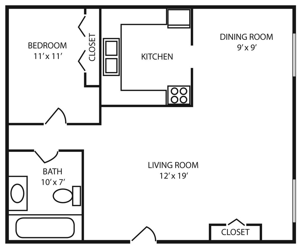 1BR/1BA Galley - 1 Bedroom
