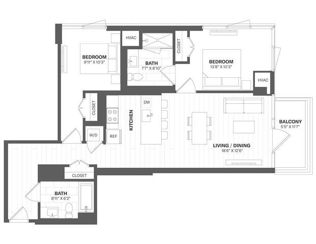 Floor Plan - 2 Bed/2 Bath-b32