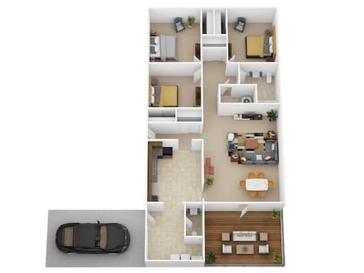 3 Bed Twin - Three Bedroom Twin Single