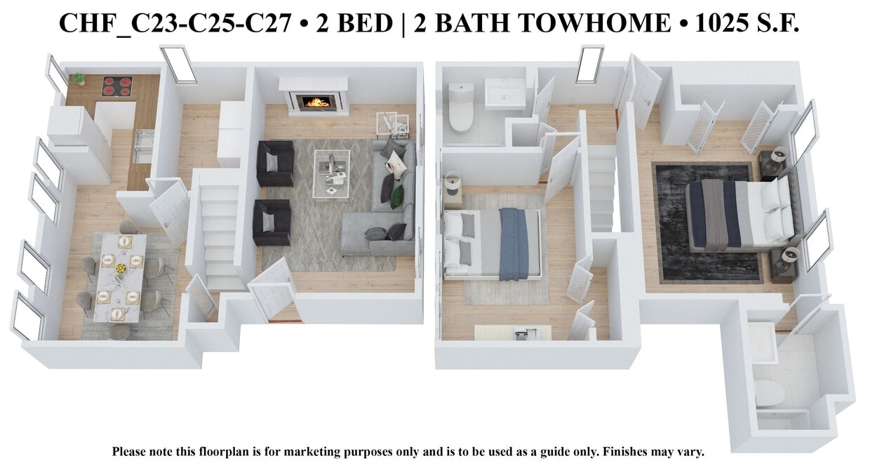 Floor Plan - Townhome, Two Bedroom Two Bath - CHF1075TH