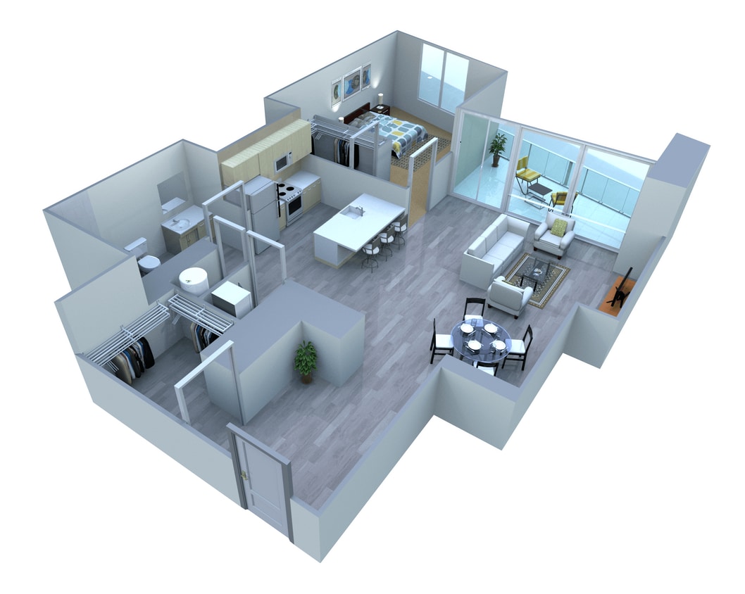 Floor Plan - 1 Bed | 1 Bath  Private Downtown City Balcony (07)