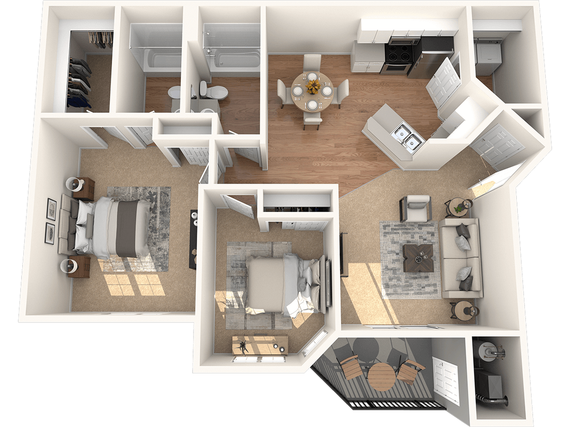 Floor Plan - 2 Bed 2 Bath