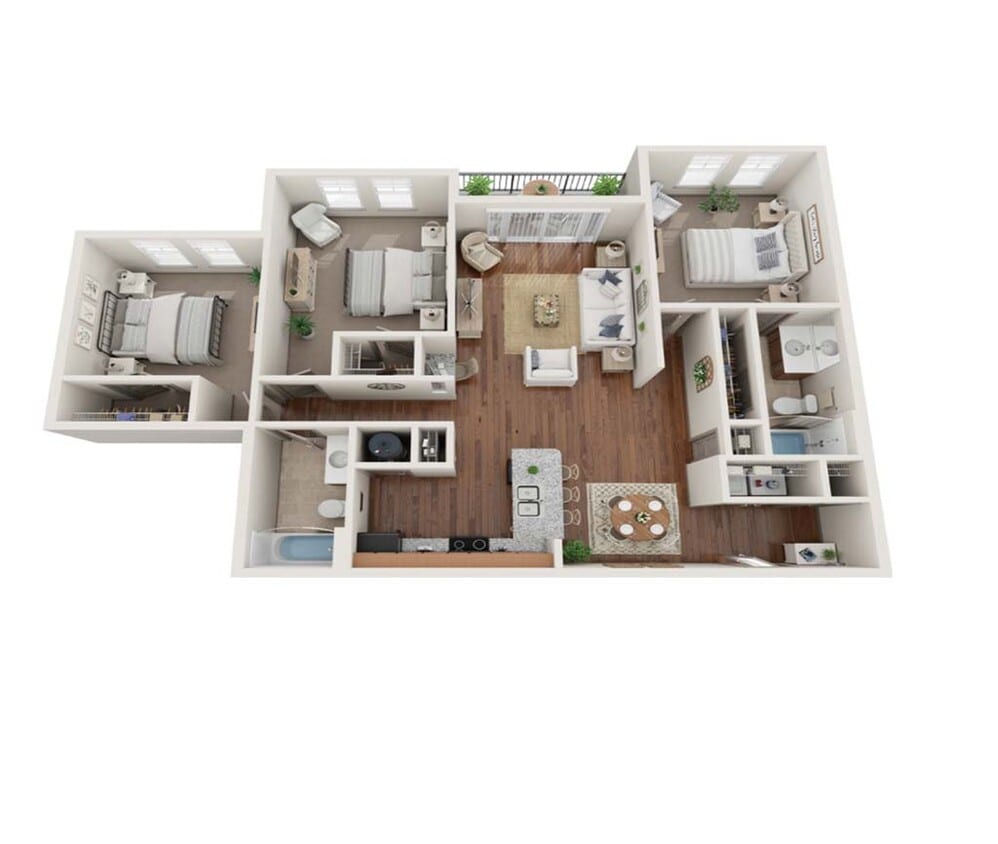 The Los Angeles offers spacious 3 bedrooms and 2 baths, complete with high-end features like granite counters, a primary ensuite with double vanity, and a walk-in closet. Perfect for family living or those who love extra space. - The Los Angeles