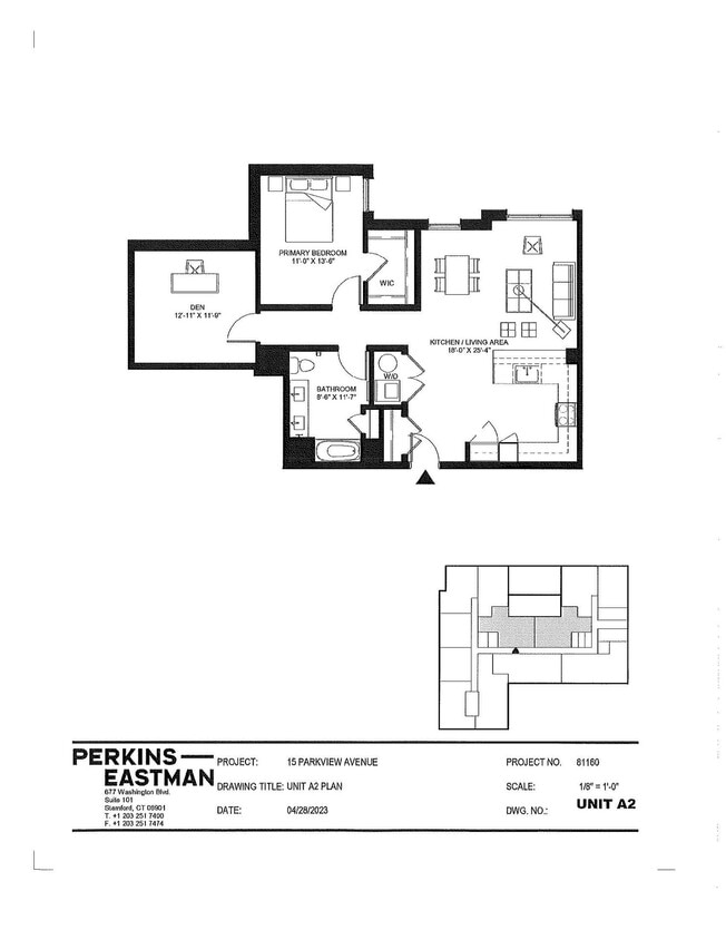 Floor Plan - A2:1Bed plus Den/1Bath