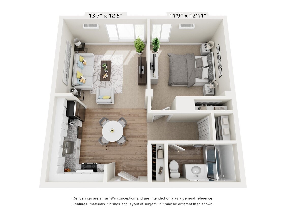 Floor Plan - ONE BEDROOM A (MAPLE)