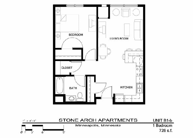 Floor Plan - 1 Bedroom (B1-b)