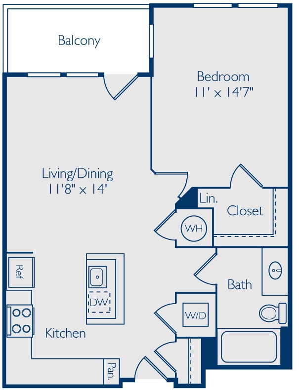 Floor Plan - 1 Bed 1 Bath A1I
