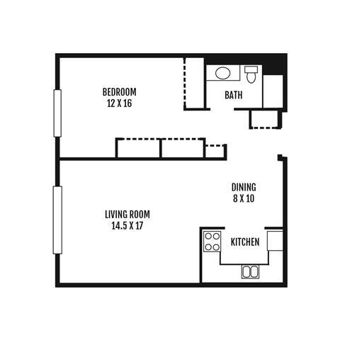 Floor Plan - Renovated - One Bedroom