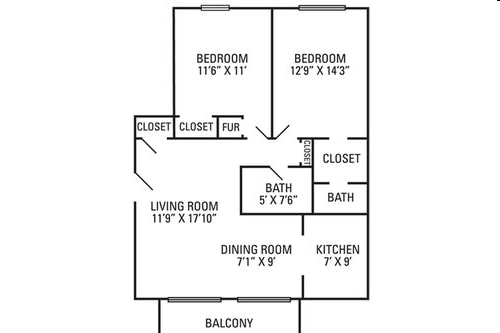 2BR/1.5BA - 2 Bedroom, 1.5 Bathroom - 900 SF