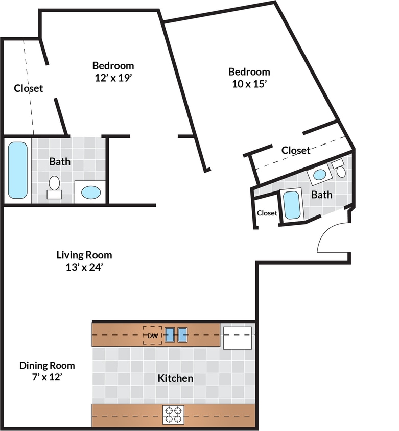 Floor Plan - 2 Bedroom - 12 Tier